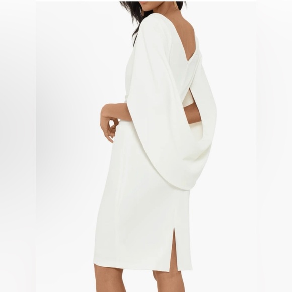 Betsy & Adam white formal dress with ruching & draped back size 4 - Picture 8 of 12